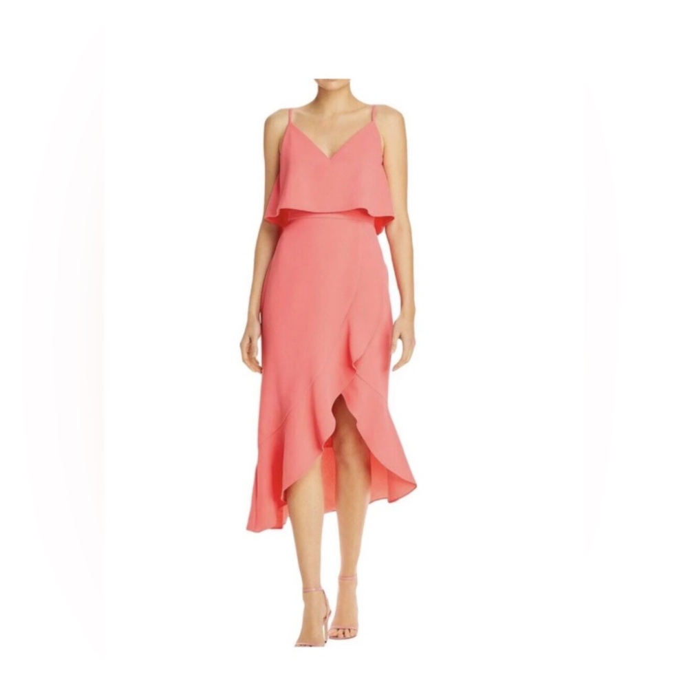 Aqua Coral Pink Midi Dress | Size 10